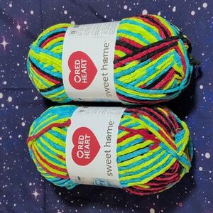 RARE! 2 New Skeins Red Heart Sweet Home Blanket Yarn NWT Blacklight Discontinued